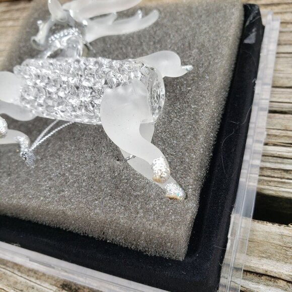 Vtg Unique Treasure Hand Spun Glass Reindeer‎ Deer Glitter Christmas Ornament - Picture 8 of 10